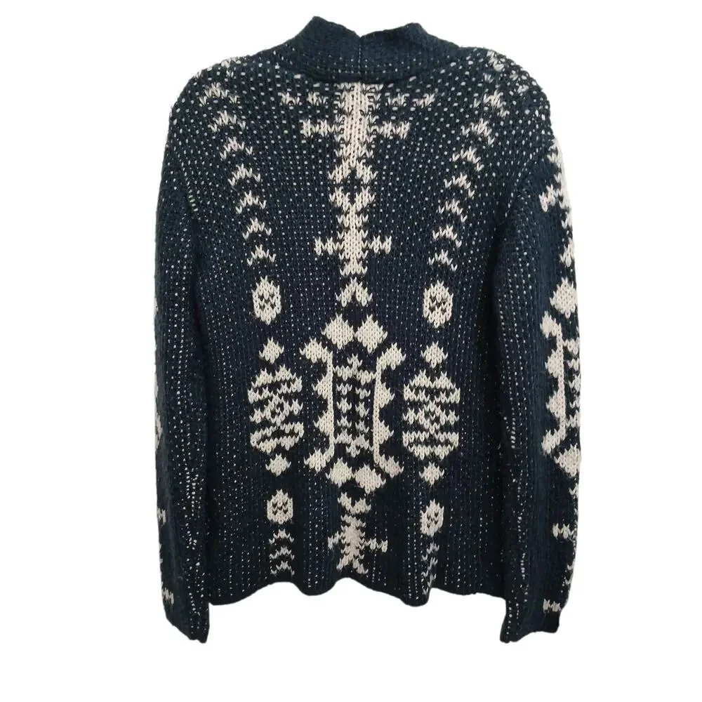 Roxy Peaceful Steph Cardigan Girls Big Sz XL‎ Blue White Tribal Aztec Women XS/S